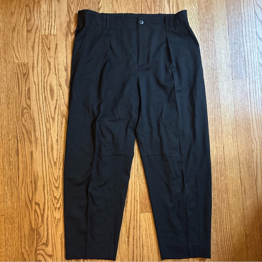 AYR The Bam Wool Barrel Leg Trousers Pants Size 12 Black